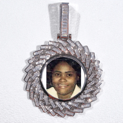 Large 3D Baguette Custom Picture Pendant