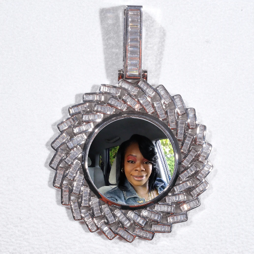 Large 3D Baguette Custom Picture Pendant