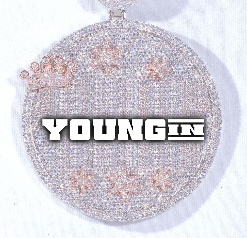 CUSTOM LETTER NECKLACE 3D BIG CROWN DISC