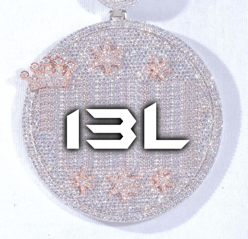 CUSTOM LETTER NECKLACE 3D BIG CROWN DISC