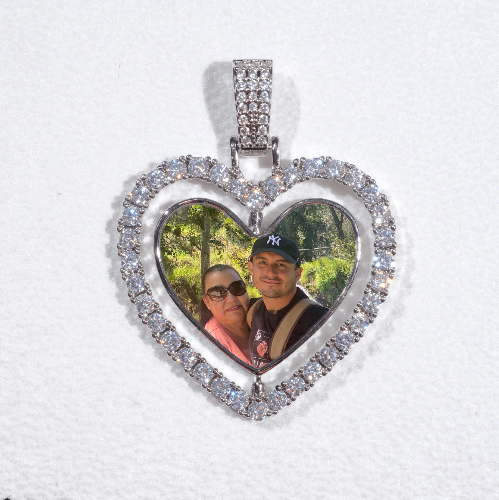 3D Spinning 2-Faced Heart Custom Picture Pendant