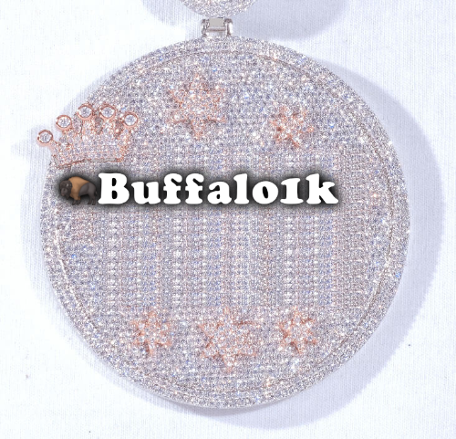 CUSTOM LETTER NECKLACE 3D BIG CROWN DISC