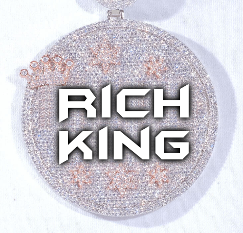 CUSTOM LETTER NECKLACE 3D BIG CROWN DISC