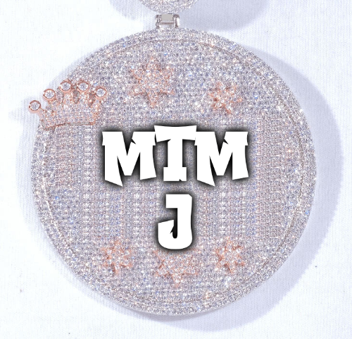 CUSTOM LETTER NECKLACE 3D BIG CROWN DISC