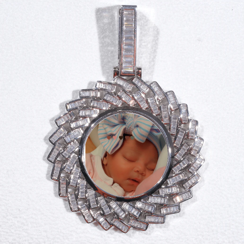 Large 3D Baguette Custom Picture Pendant