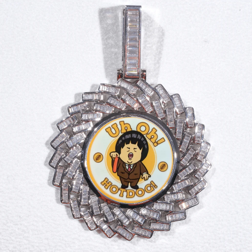 Large 3D Baguette Custom Picture Pendant