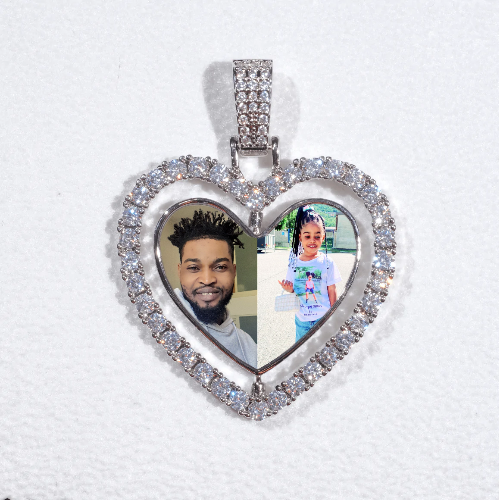 3D Spinning 2-Faced Heart Custom Picture Pendant