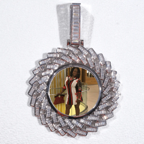 Large 3D Baguette Custom Picture Pendant