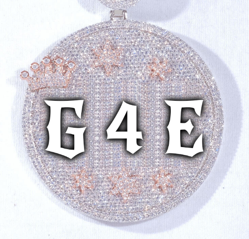 CUSTOM LETTER NECKLACE 3D BIG CROWN DISC