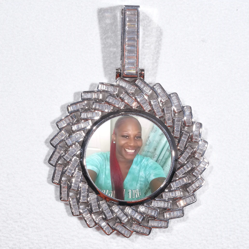Large 3D Baguette Custom Picture Pendant