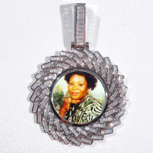 Large 3D Baguette Custom Picture Pendant