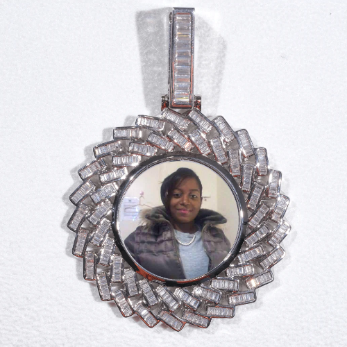 Large 3D Baguette Custom Picture Pendant