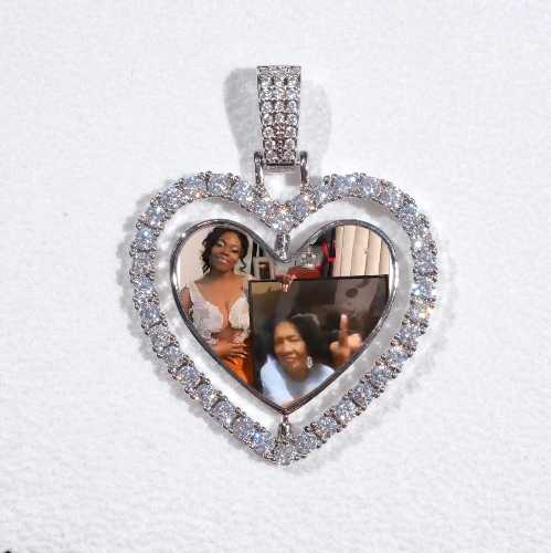 3D Spinning 2-Faced Heart Custom Picture Pendant
