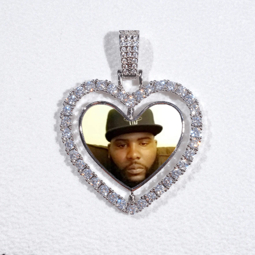 3D Spinning 2-Faced Heart Custom Picture Pendant