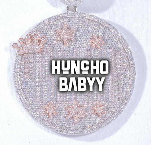 CUSTOM LETTER NECKLACE 3D BIG CROWN DISC