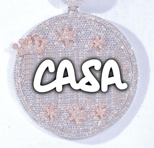 CUSTOM LETTER NECKLACE 3D BIG CROWN DISC