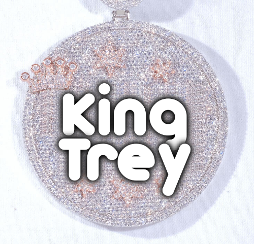 CUSTOM LETTER NECKLACE 3D BIG CROWN DISC