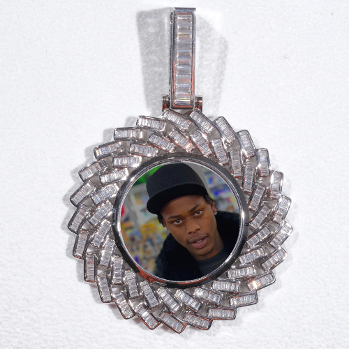 Large 3D Baguette Custom Picture Pendant