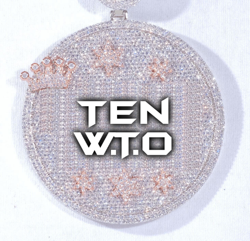 CUSTOM LETTER NECKLACE 3D BIG CROWN DISC