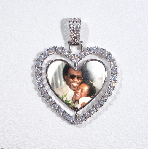 3D Spinning 2-Faced Heart Custom Picture Pendant