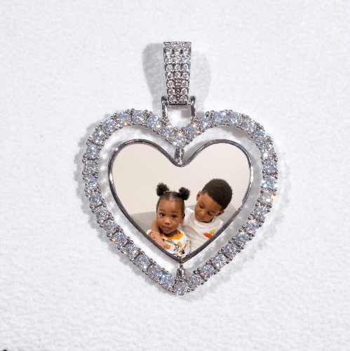 3D Spinning 2-Faced Heart Custom Picture Pendant