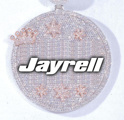 CUSTOM LETTER NECKLACE 3D BIG CROWN DISC
