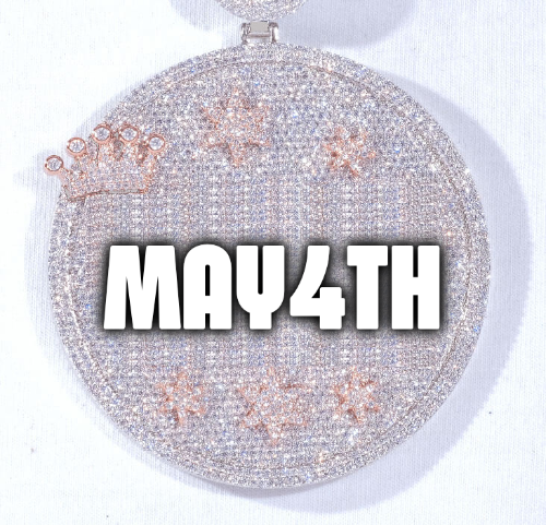 CUSTOM LETTER NECKLACE 3D BIG CROWN DISC