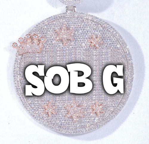 CUSTOM LETTER NECKLACE 3D BIG CROWN DISC