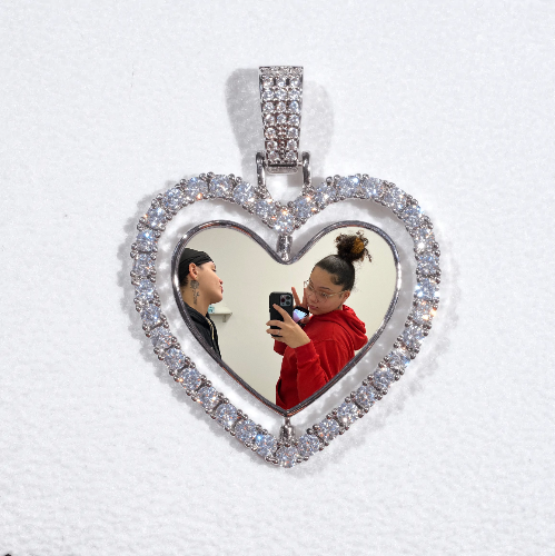 3D Spinning 2-Faced Heart Custom Picture Pendant