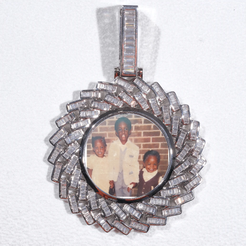 Large 3D Baguette Custom Picture Pendant