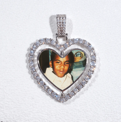 3D Spinning 2-Faced Heart Custom Picture Pendant