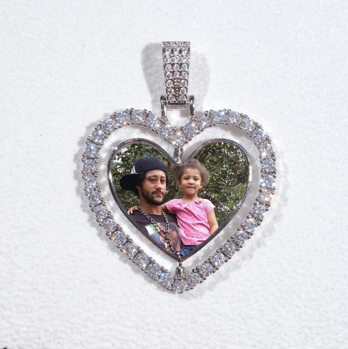 3D Spinning 2-Faced Heart Custom Picture Pendant