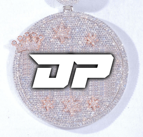 CUSTOM LETTER NECKLACE 3D BIG CROWN DISC