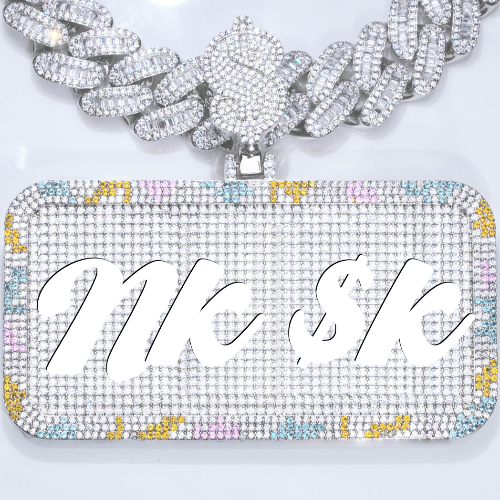 CUSTOM LETTER NECKLACE 3D COLORFUL SQUARE