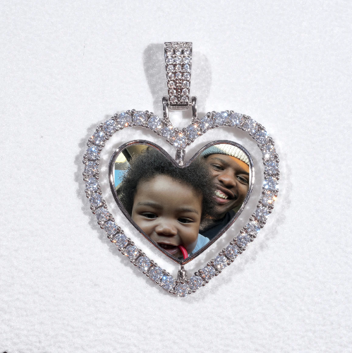 3D Spinning 2-Faced Heart Custom Picture Pendant