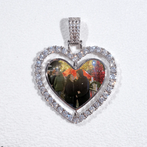 3D Spinning 2-Faced Heart Custom Picture Pendant