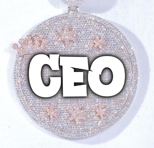 CUSTOM LETTER NECKLACE 3D BIG CROWN DISC