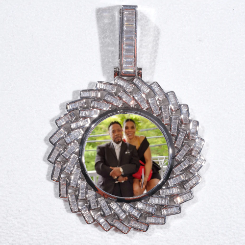 Large 3D Baguette Custom Picture Pendant