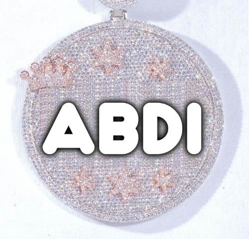CUSTOM LETTER NECKLACE 3D BIG CROWN DISC