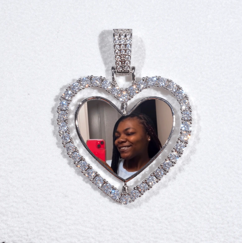 3D Spinning 2-Faced Heart Custom Picture Pendant