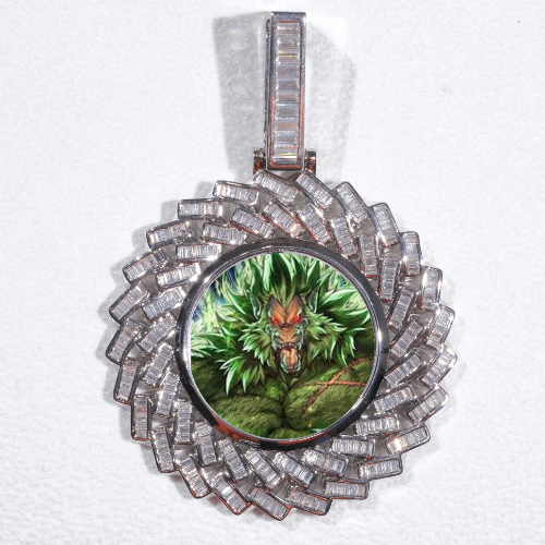 Large 3D Baguette Custom Picture Pendant