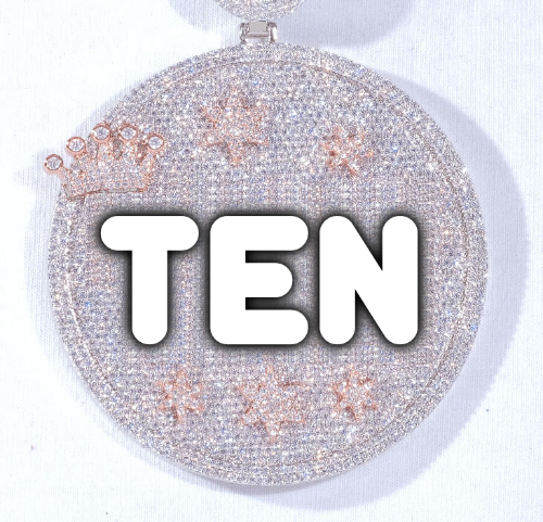 CUSTOM LETTER NECKLACE 3D BIG CROWN DISC