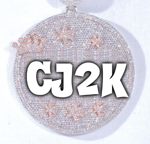 CUSTOM LETTER NECKLACE 3D BIG CROWN DISC