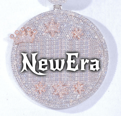CUSTOM LETTER NECKLACE 3D BIG CROWN DISC