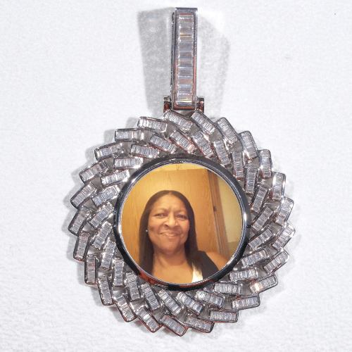 Large 3D Baguette Custom Picture Pendant