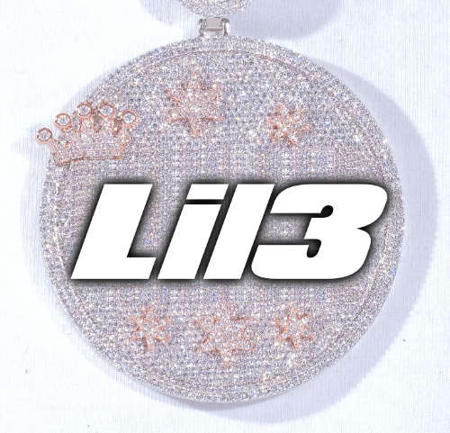 CUSTOM LETTER NECKLACE 3D BIG CROWN DISC