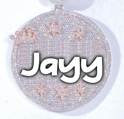CUSTOM LETTER NECKLACE 3D BIG CROWN DISC