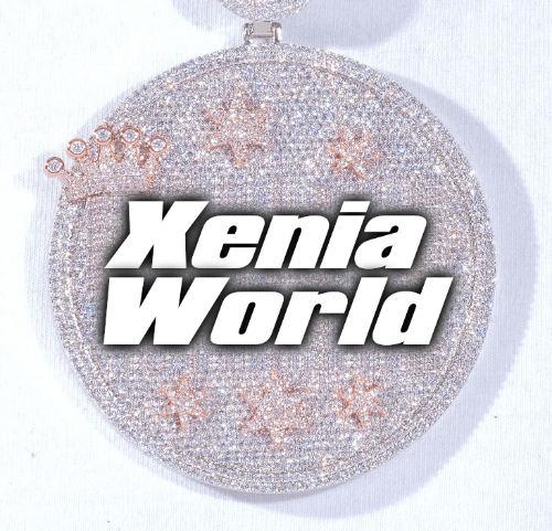 CUSTOM LETTER NECKLACE 3D BIG CROWN DISC