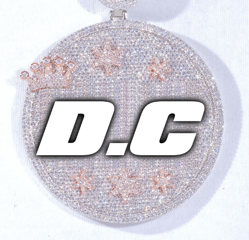 CUSTOM LETTER NECKLACE 3D BIG CROWN DISC