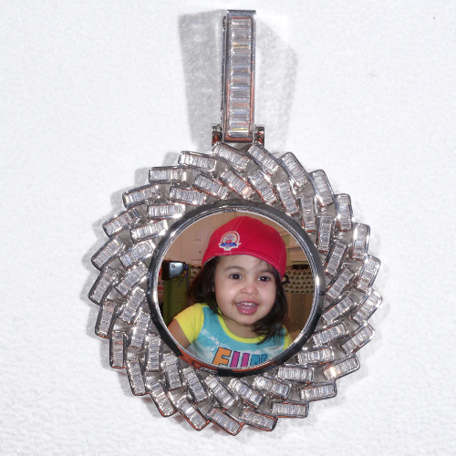 Large 3D Baguette Custom Picture Pendant